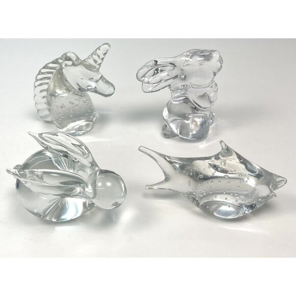 VTG Lot 7 Clear Glass Animal PAPERWEIGHTS Figurines 4" Fenton Great City Traders - Picture 4 of 10